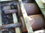 Pair Rosicamp crimper rolls, 14 7/16 inch x 30-inch; 3 15/16 shaft diameter, to be recorrugated